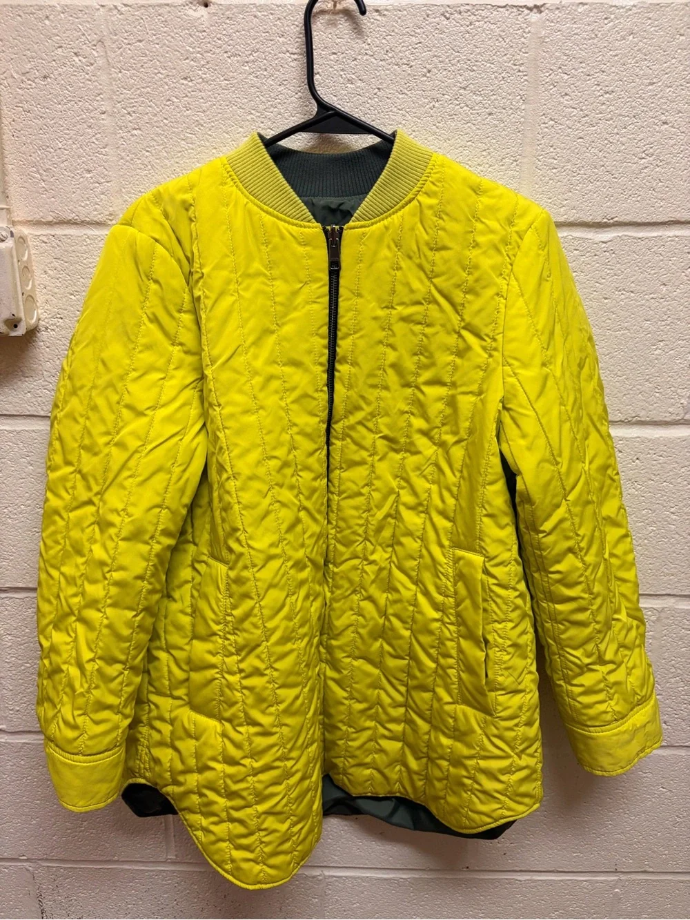 Banana Republic Green and Yellow Reversible Bomber Jacket